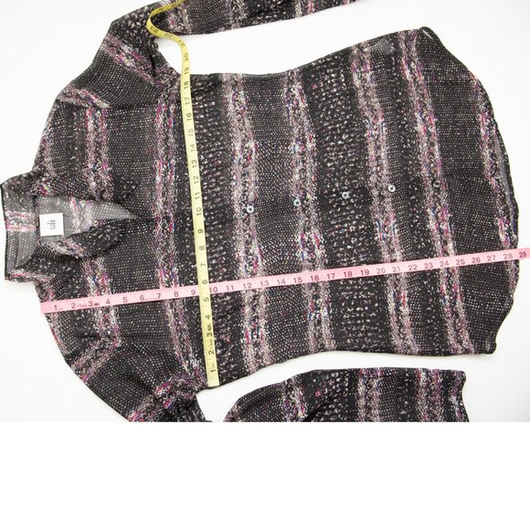Cabi #3249 Paris Long Sleeve Blouse Chiffon Dots Stripes Black Size Small - Picture 7 of 7